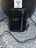 کیف زنانه مارلیس پاسپورتی گردنی طرح GUCCI رنگ مشکی در ابعاد 13*19 سانتی متر