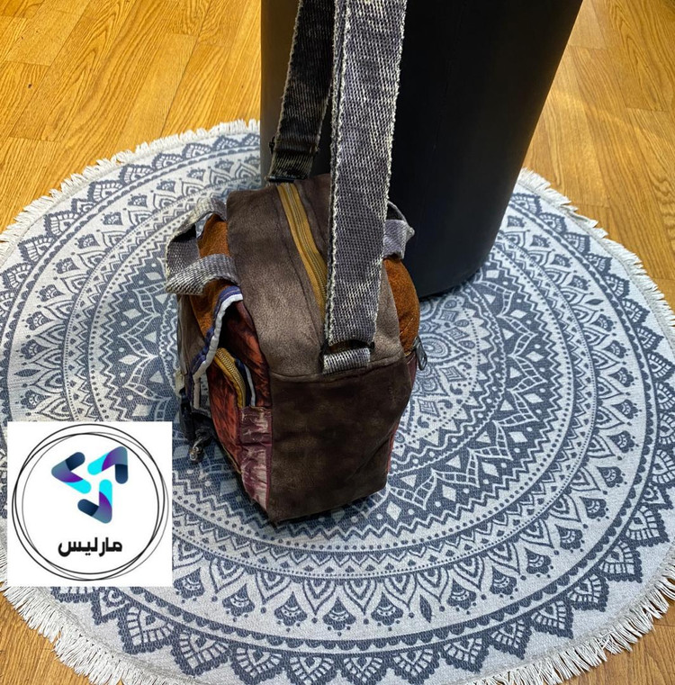 کوله زنانه مارلیس پارچه کتان وارداتی با ابعاد 28*24 سانتی متر
