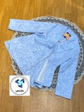 کت زنانه مارلیس یقه انگلیسی بغل چاکدار جلو باز کتان طرح دار با قد 70 سانتی متر