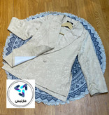 کت زنانه مارلیس یقه انگلیسی بغل چاکدار جلو باز کتان طرح دار با قد 70 سانتی متر