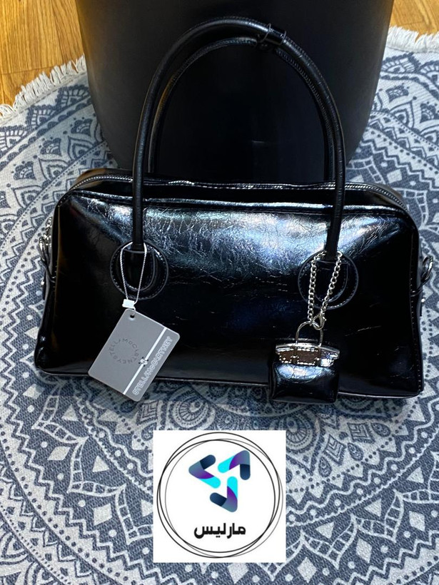 کیف زنانه مارلیس مشکی طرح چرم با بند بلند در ابعاد 35*20 سانتی متر