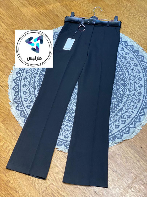 شلوار زنانه مارلیس طرح برند منگو مدل بوت کات پارچه مازراتی وارداتی قد 107 سانتی متر