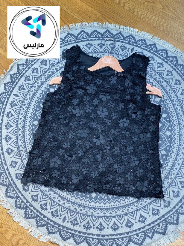 تاپ زنانه مارلیس با پارچه گیپور وارداتی گل دار تمام آستر