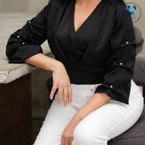 کراپ زنانه مجلسی مارلیس آستین چین نگینی دار