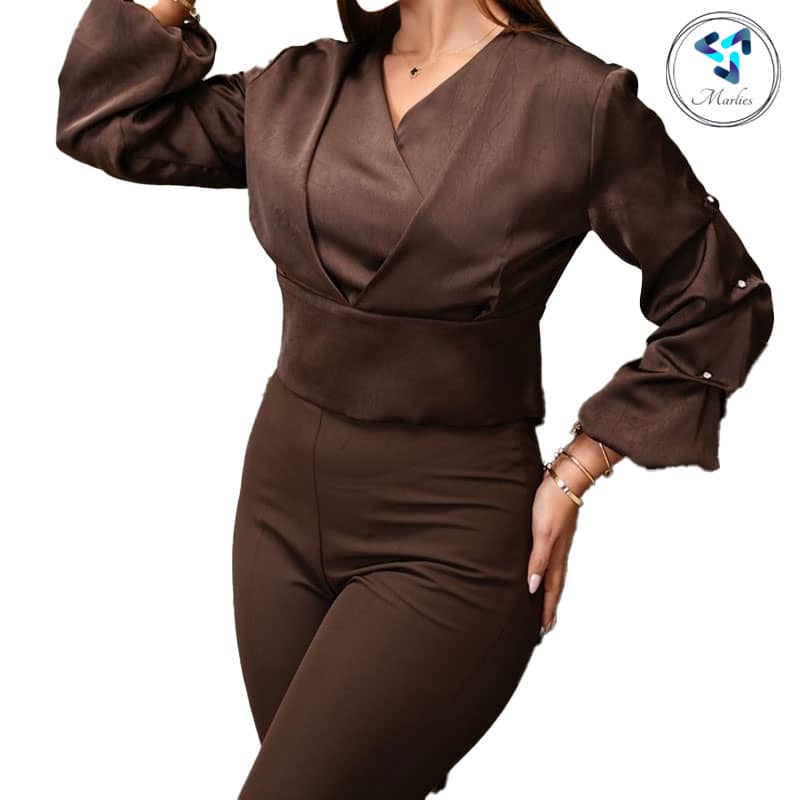 کراپ زنانه مجلسی مارلیس آستین چین نگینی دار